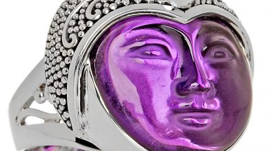 sajen silver purple stone goddess face ring 35 Goddess Jewelries for Those Who Like History - 6