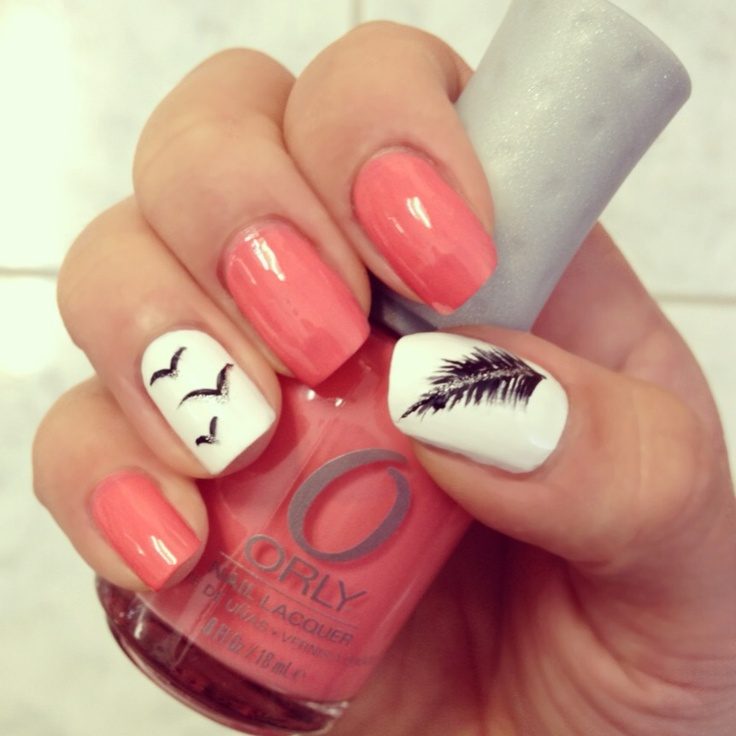 36 Easiest Feather Nail Art Designs