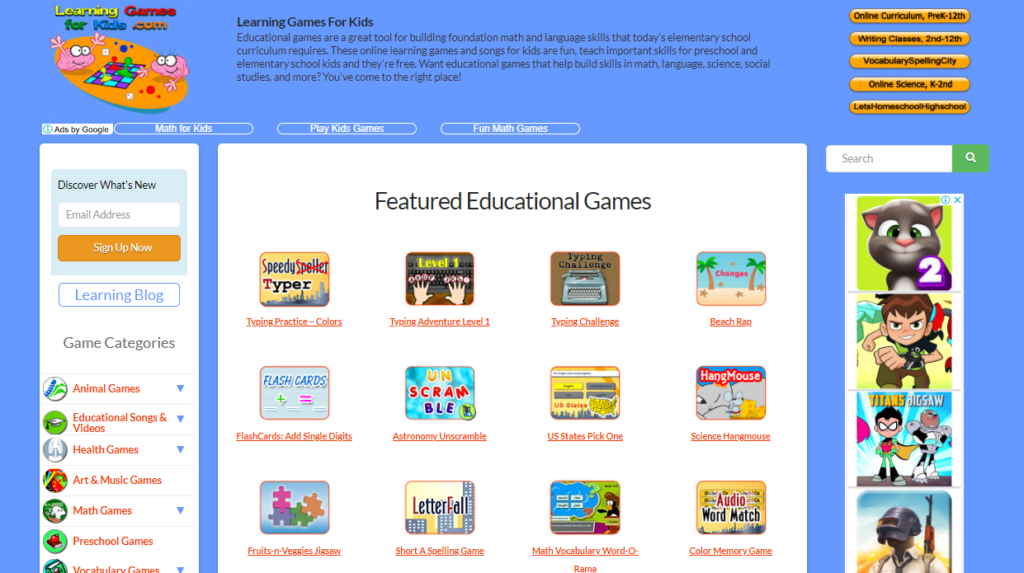 Top 50 Free Learning Websites For Kids