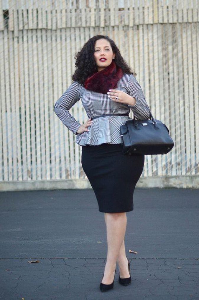 Long sleeve blouse and skirt 2 115+ Elegant Work Outfit Ideas for Plus Size Ladies - 6