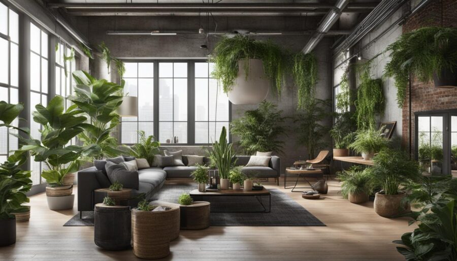 large indoor plants for industrial lofts