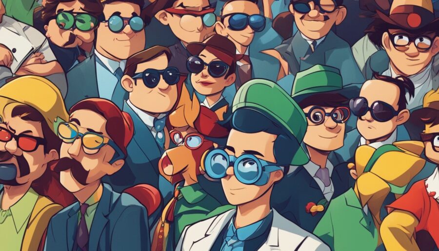 cartoon characters with glasses