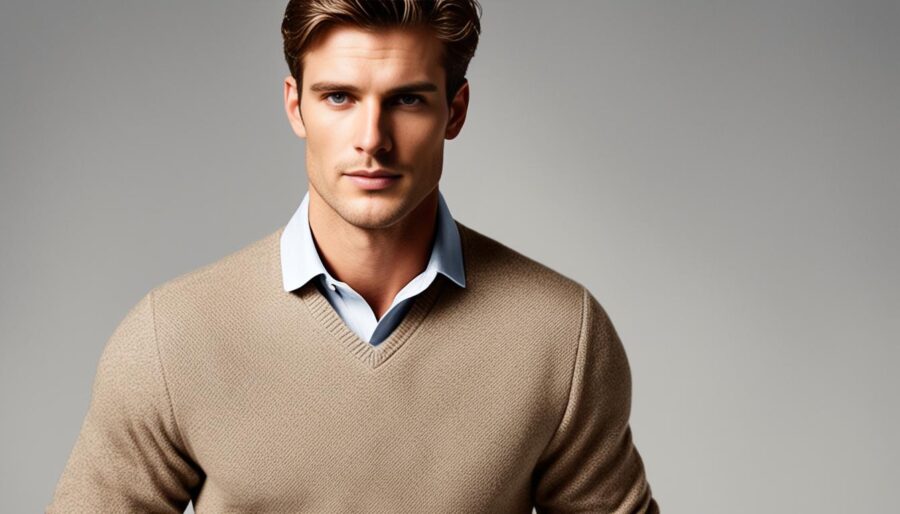 business casual sweater and collared shirt