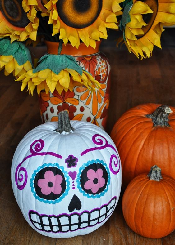 Day of the Dead Pumpkins Top 10 Easy Pumpkin Painting Ideas: Creative Ways to Decorate - 10