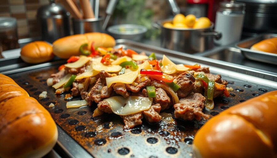 cheesesteak cooking