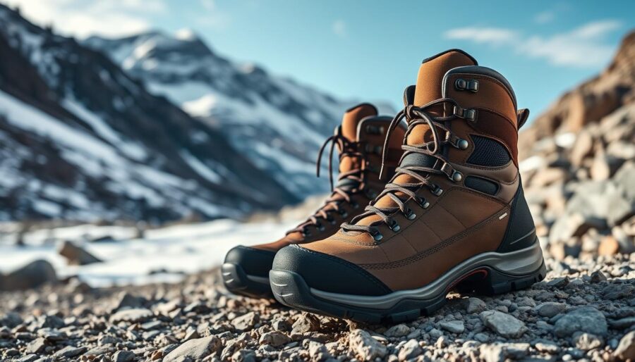 Rugged hiking boots