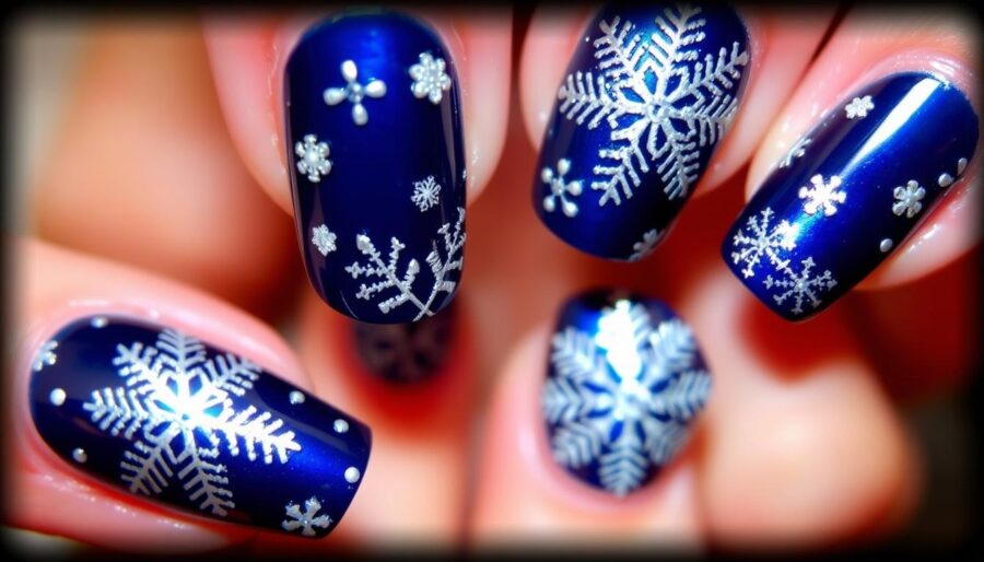 snowflake nail design