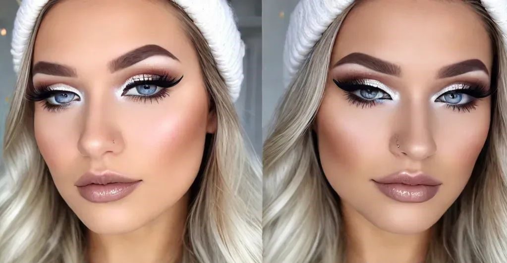 Christmas Makeup Look Frosty Winter Glow with Icy Highlights Top Christmas Makeup Look Ideas - 4