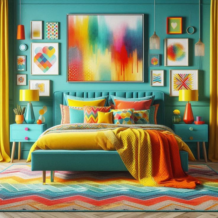 Teen Bold and Vibrant Color Bedroom Stylish Teen Bedroom Ideas for 2025: Creative Bedroom Designs! - 8