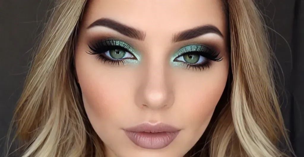 christmas makeup Smoky Green Eyes with Nude Lips Top Christmas Makeup Look Ideas - 6