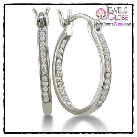 Diamond Hoop Earrings in Sterling Silver