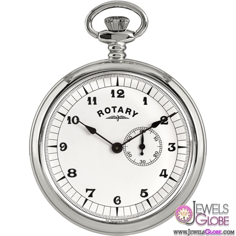 Rotary Gents Stainless Steel Mechanical Pocket Watch Men
