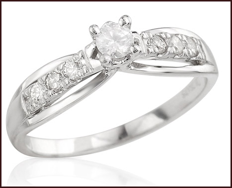 Engagement Ring With 14K White Gold