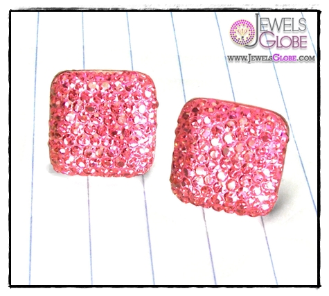 pink square earrings